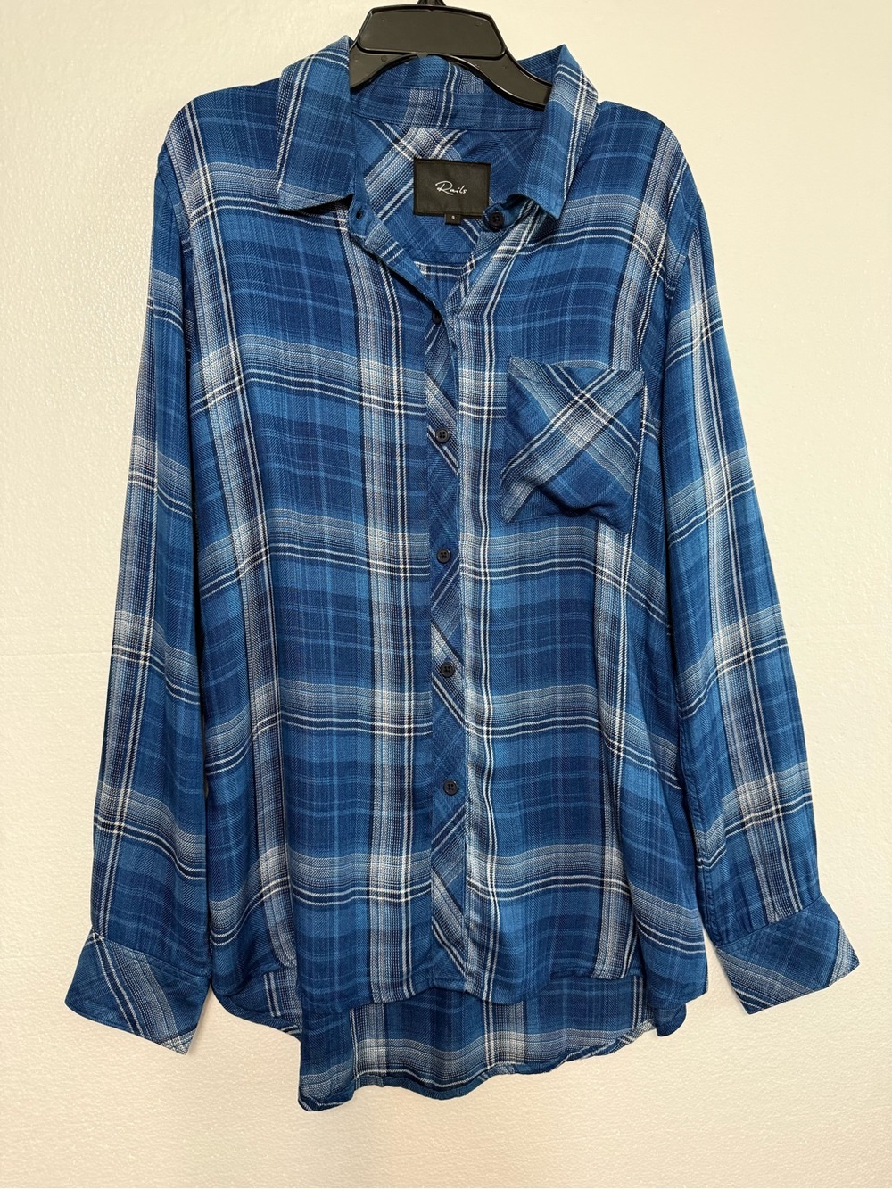 Rails Hunter Plaid Long Sleeve Shirt Navy Twilight White Women’s Small